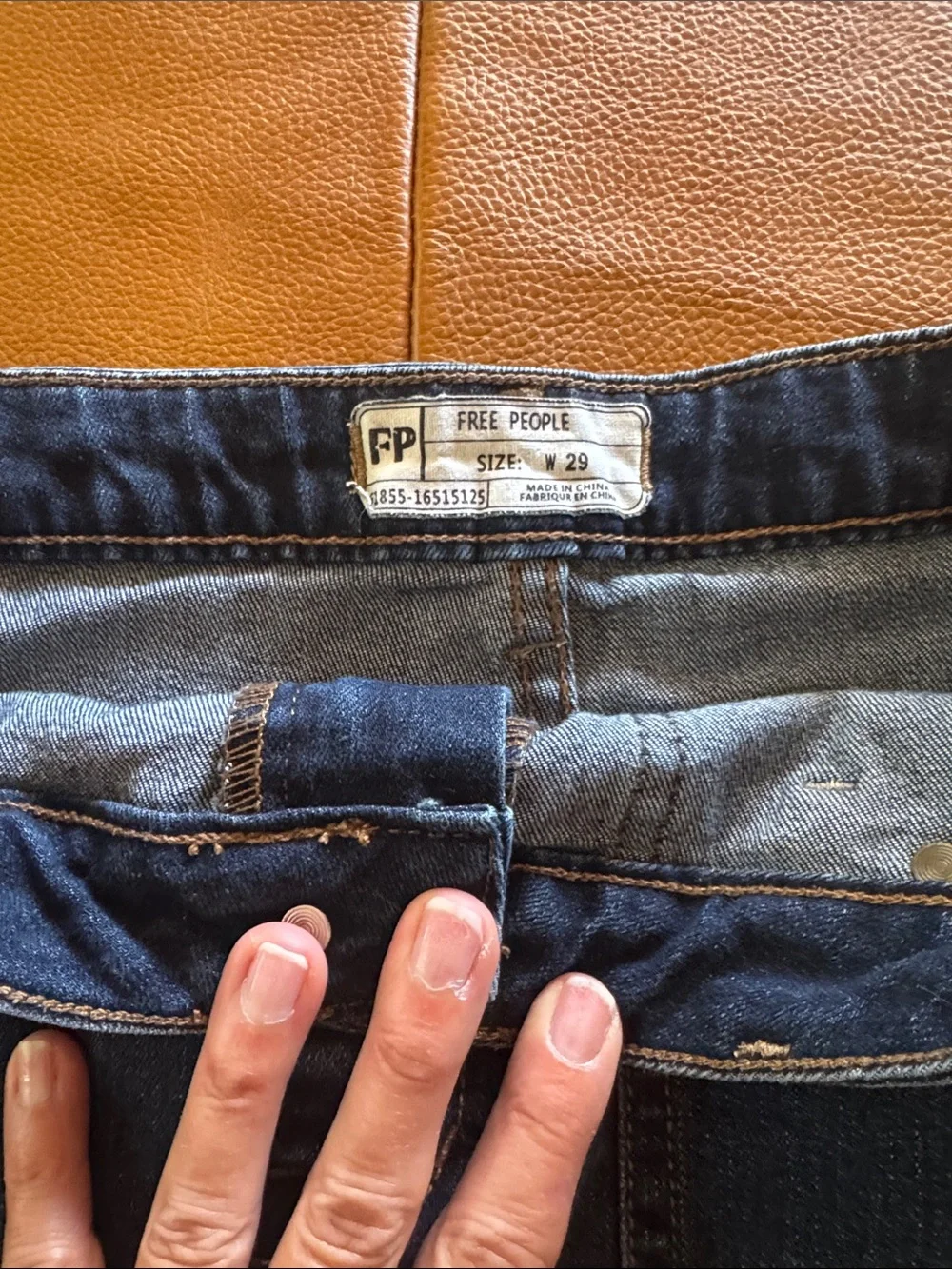 Free People Dark Blue Roll-Cuff Denim Shorts